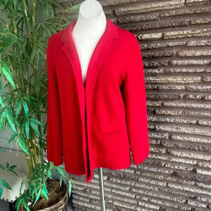 Talbots Red Wool Blend Open Drape Cardigan Sweater Size XL